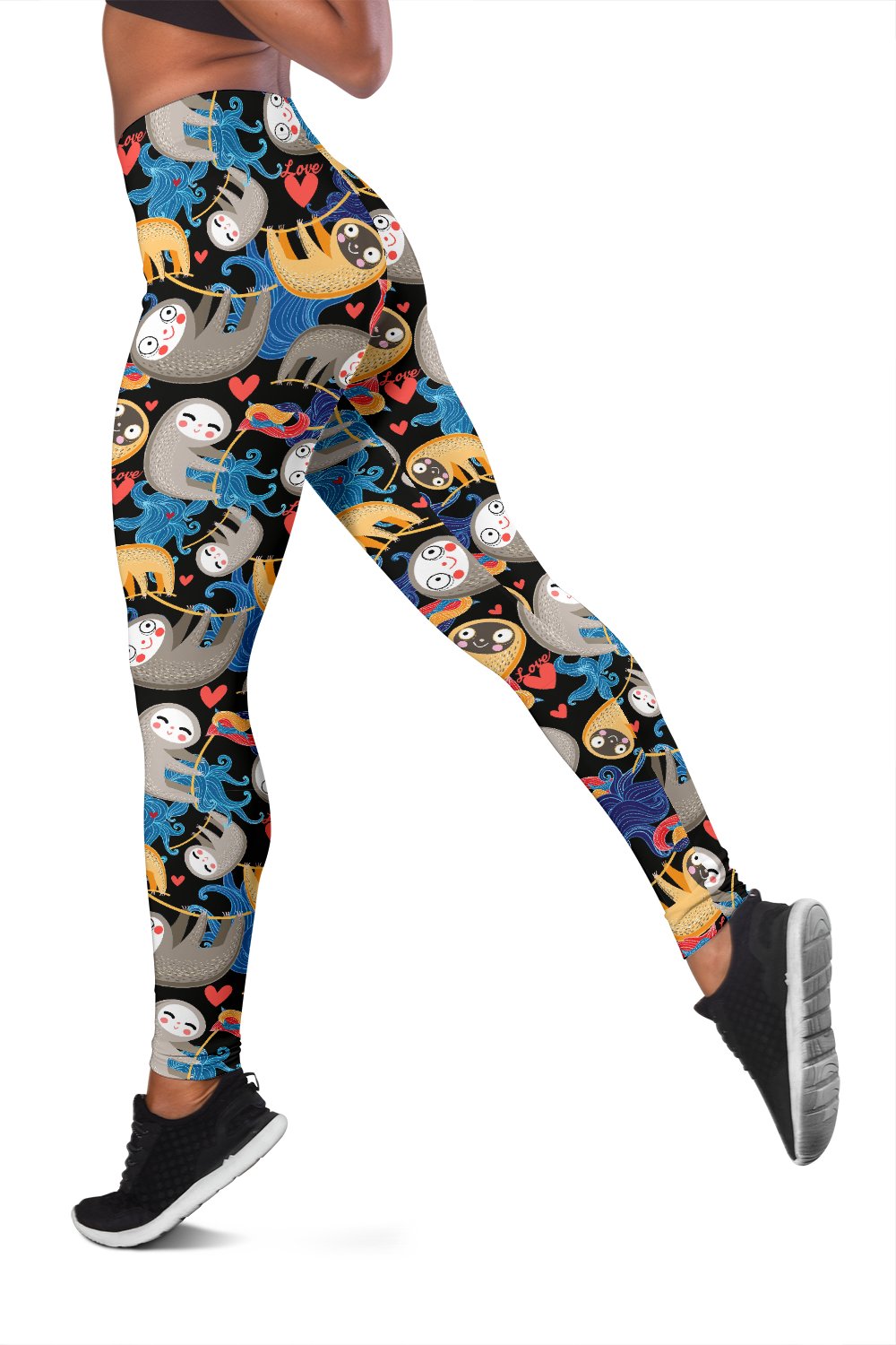 Sloth Cartoon Design Themed Print Women Leggings