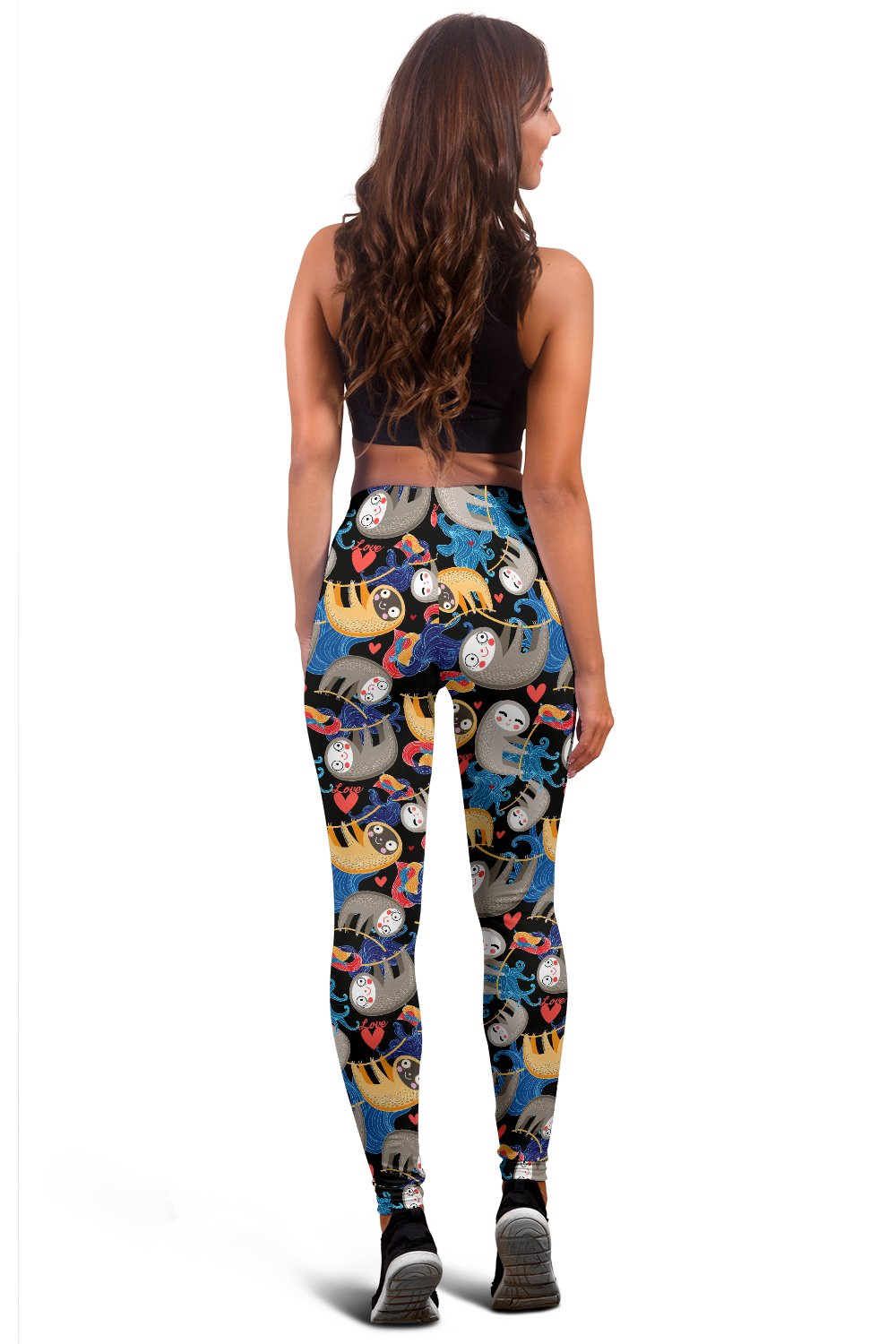 Sloth Cartoon Design Themed Print Women Leggings