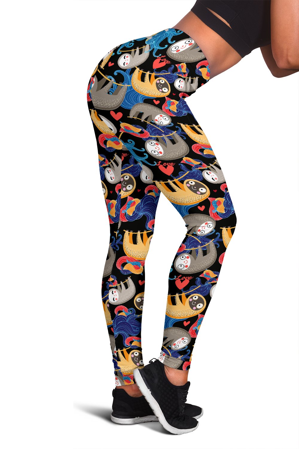 Sloth Cartoon Design Themed Print Women Leggings