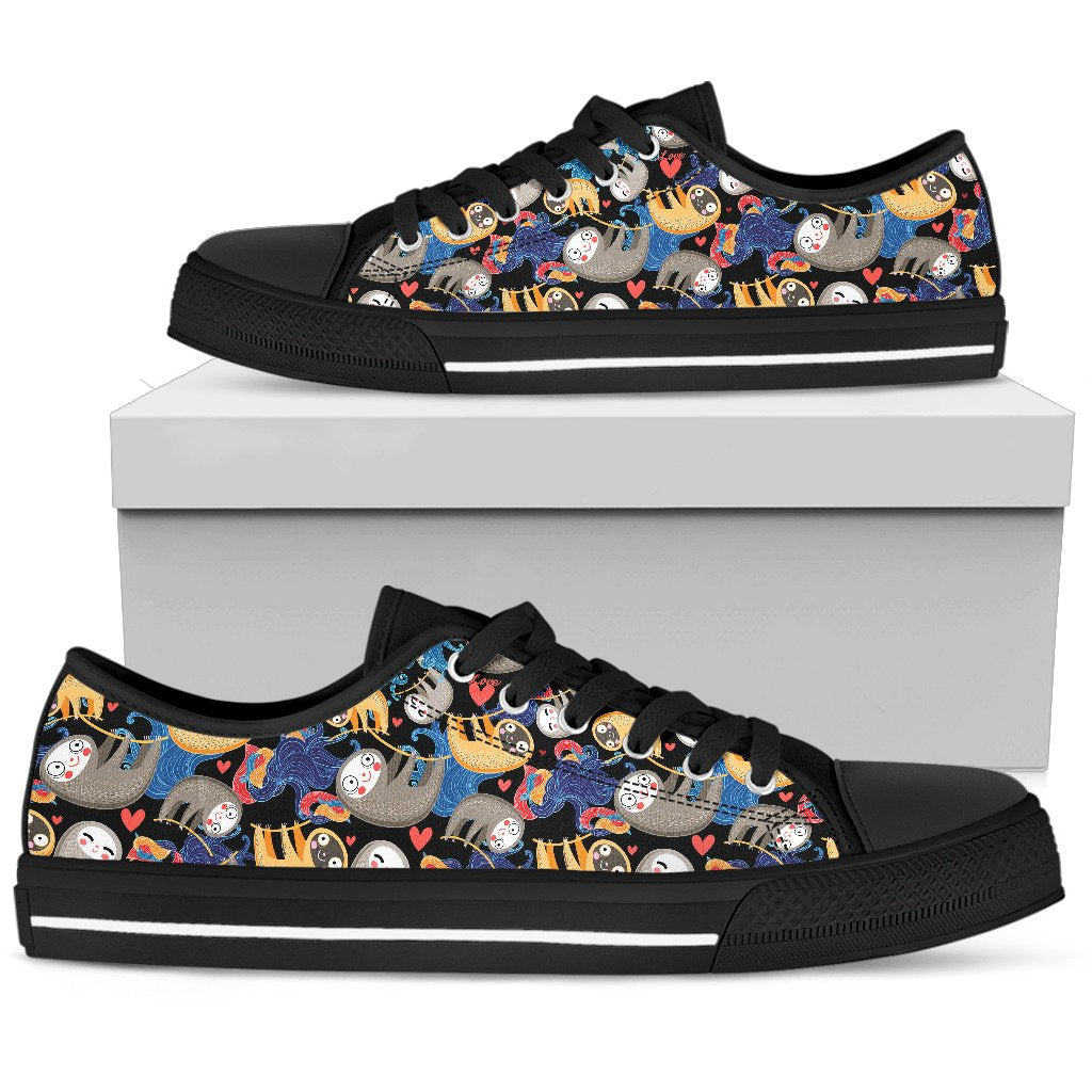Sloth Cartoon Design Themed Print Women Low Top Shoes-JTAMIGO.COM