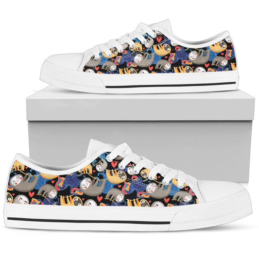 Sloth Cartoon Design Themed Print Women Low Top Shoes-JTAMIGO.COM