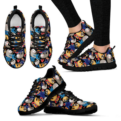 Sloth Cartoon Design Themed Print Women Sneakers Shoes