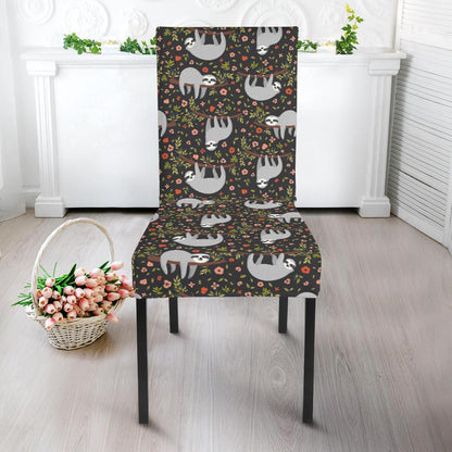 Sloth Cute Design Themed Print Dining Chair Slipcover-JTAMIGO.COM