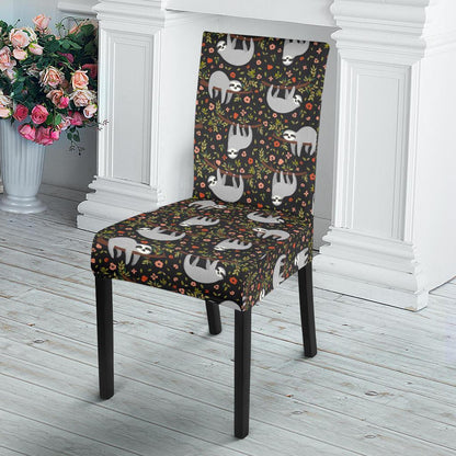 Sloth Cute Design Themed Print Dining Chair Slipcover-JTAMIGO.COM