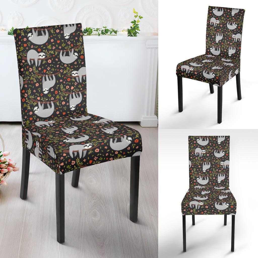 Sloth Cute Design Themed Print Dining Chair Slipcover-JTAMIGO.COM