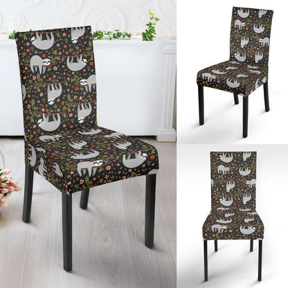 Sloth Cute Design Themed Print Dining Chair Slipcover-JTAMIGO.COM