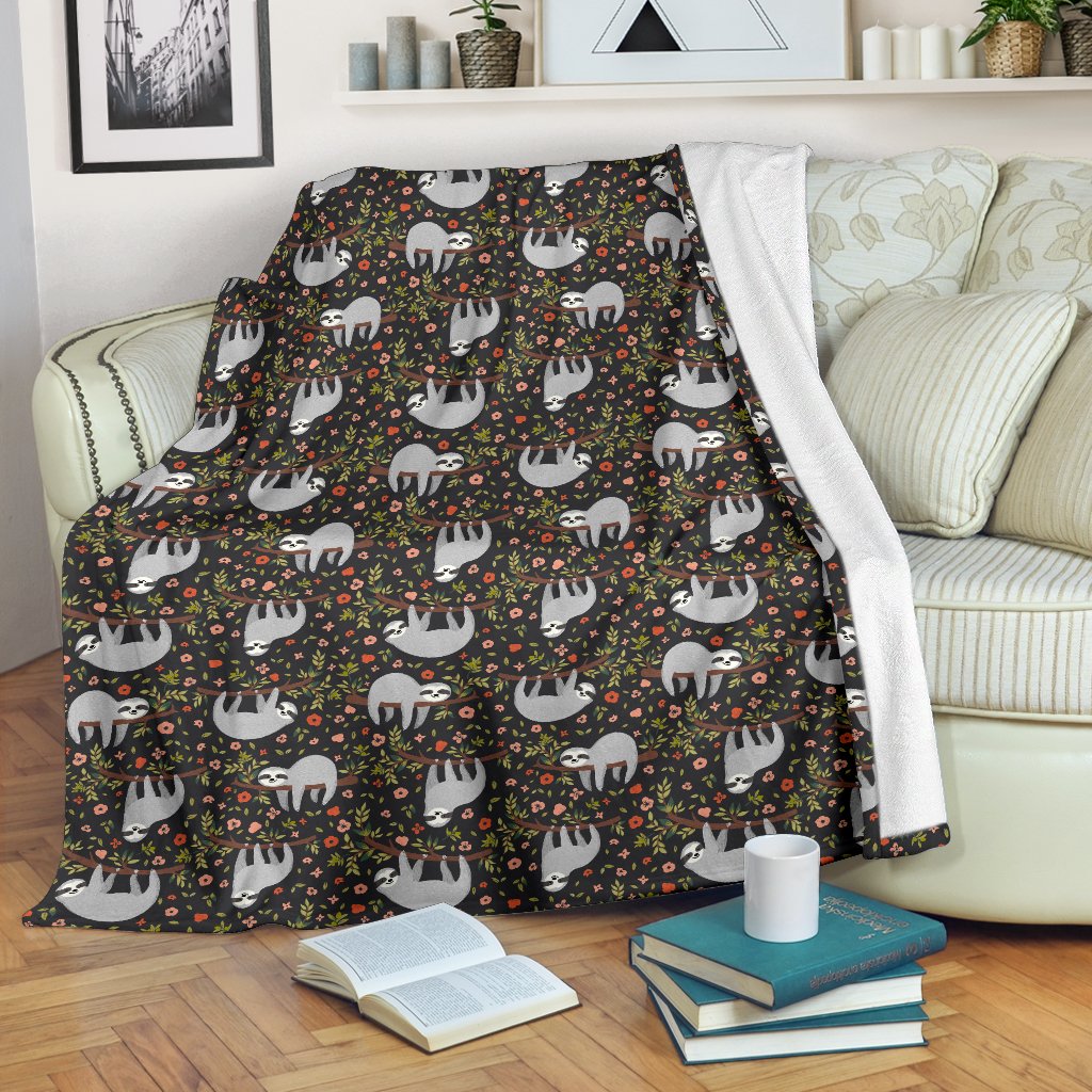 Sloth Cute Design Themed Print Fleece Blanket