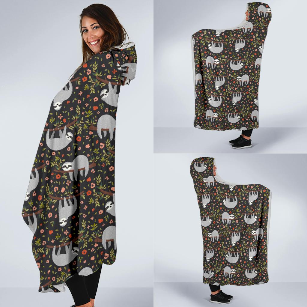 Sloth Cute Design Themed Print Hooded Blanket-JTAMIGO.COM