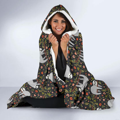 Sloth Cute Design Themed Print Hooded Blanket-JTAMIGO.COM
