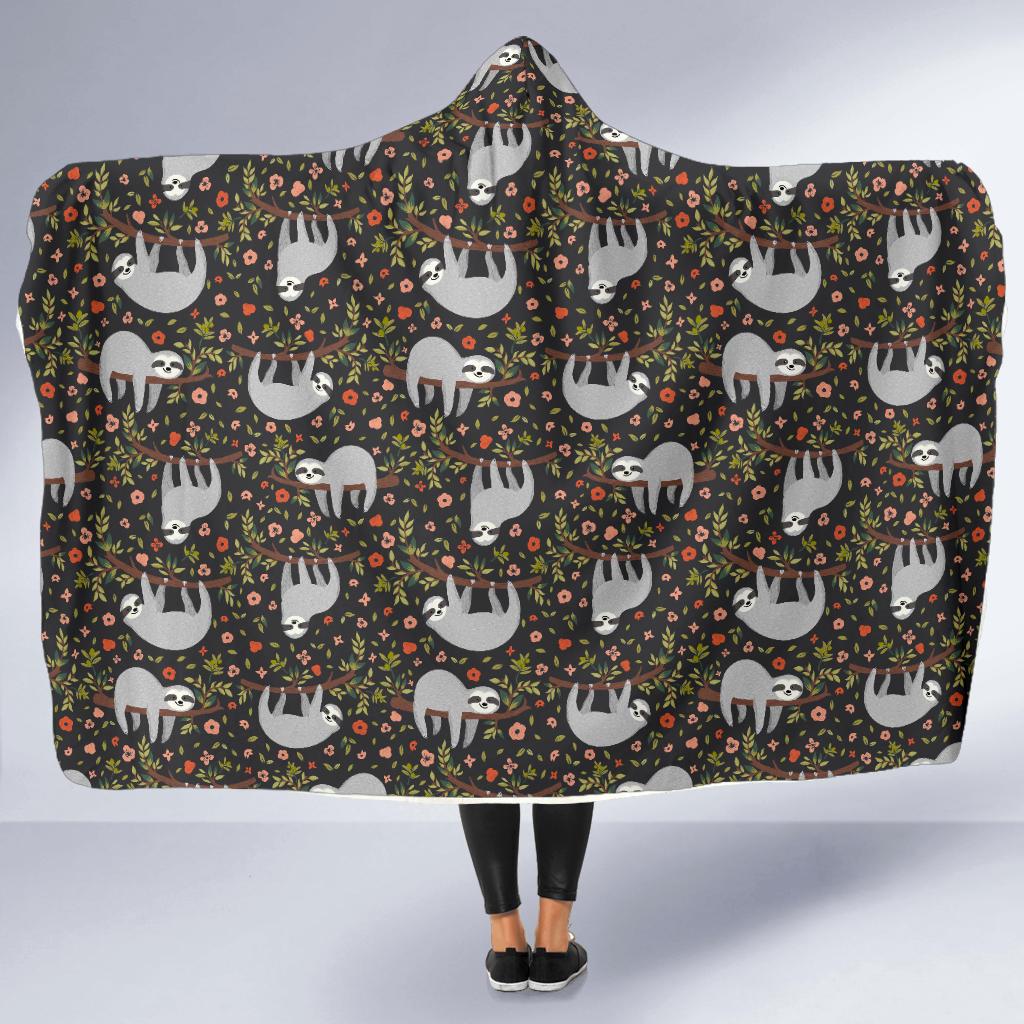 Sloth Cute Design Themed Print Hooded Blanket-JTAMIGO.COM