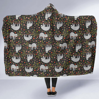 Sloth Cute Design Themed Print Hooded Blanket-JTAMIGO.COM