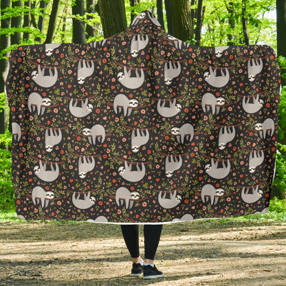 Sloth Cute Design Themed Print Hooded Blanket-JTAMIGO.COM