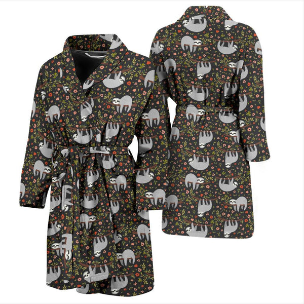 Sloth Cute Design Themed Print Men Bathrobe - JTAMIGO