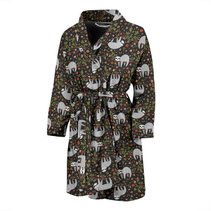 Sloth Cute Design Themed Print Men Bath Robe-JTAMIGO.COM