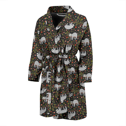 Sloth Cute Design Themed Print Men Bath Robe-JTAMIGO.COM