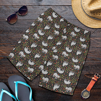 Sloth Cute Design Themed Print Mens Shorts-JTAMIGO.COM