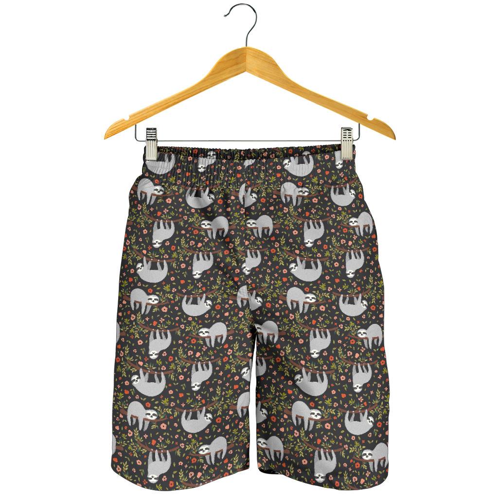 Sloth Cute Design Themed Print Mens Shorts-JTAMIGO.COM