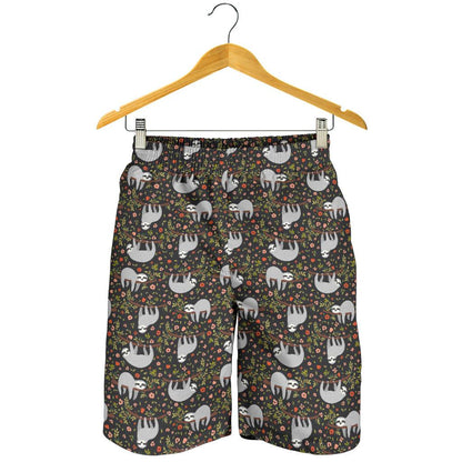 Sloth Cute Design Themed Print Mens Shorts-JTAMIGO.COM