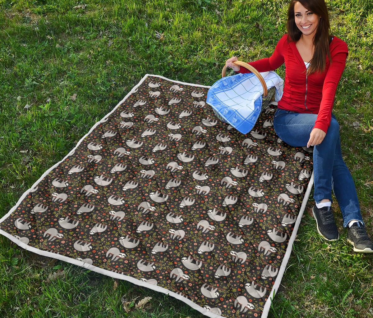 Sloth Cute Design Themed Print Premium Quilt-JTAMIGO.COM