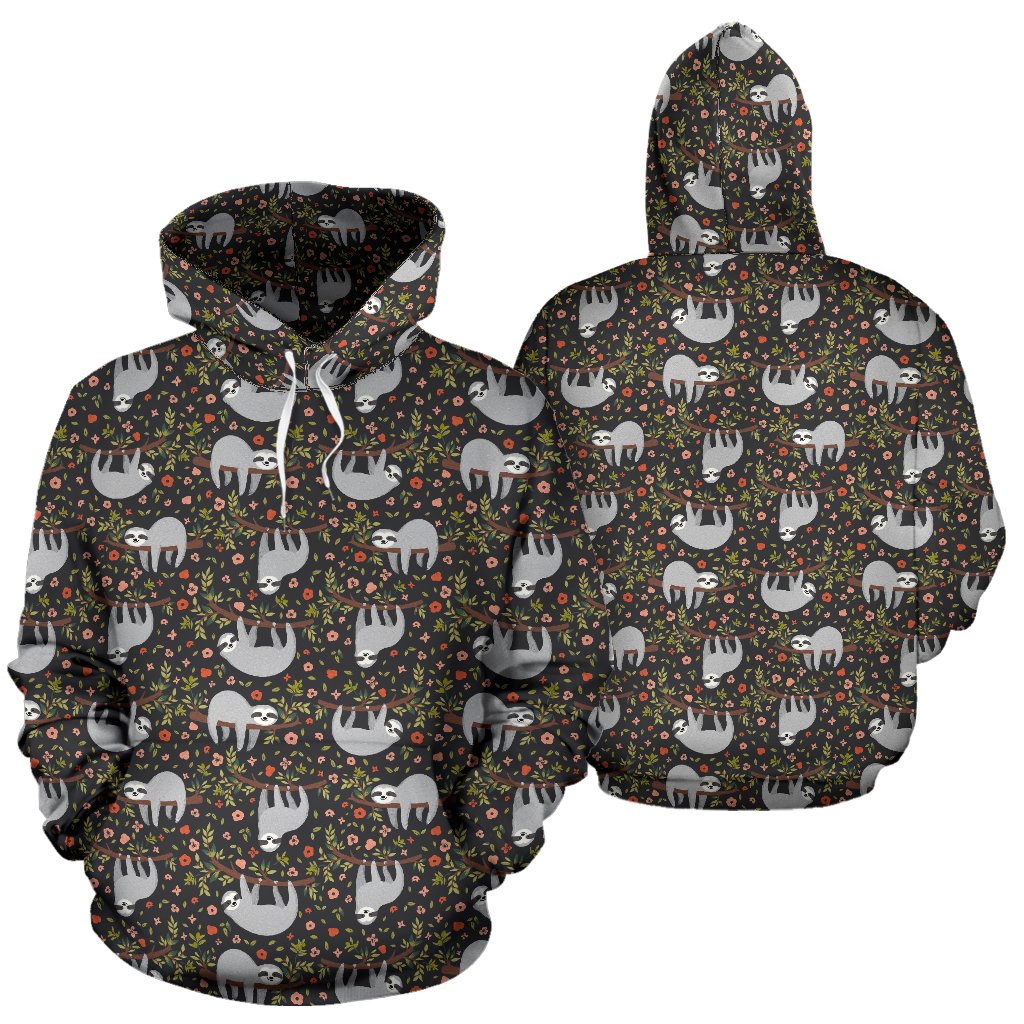 Sloth Cute Design Themed Print Pullover Hoodie