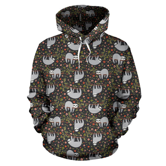 Sloth Cute Design Themed Print Pullover Hoodie