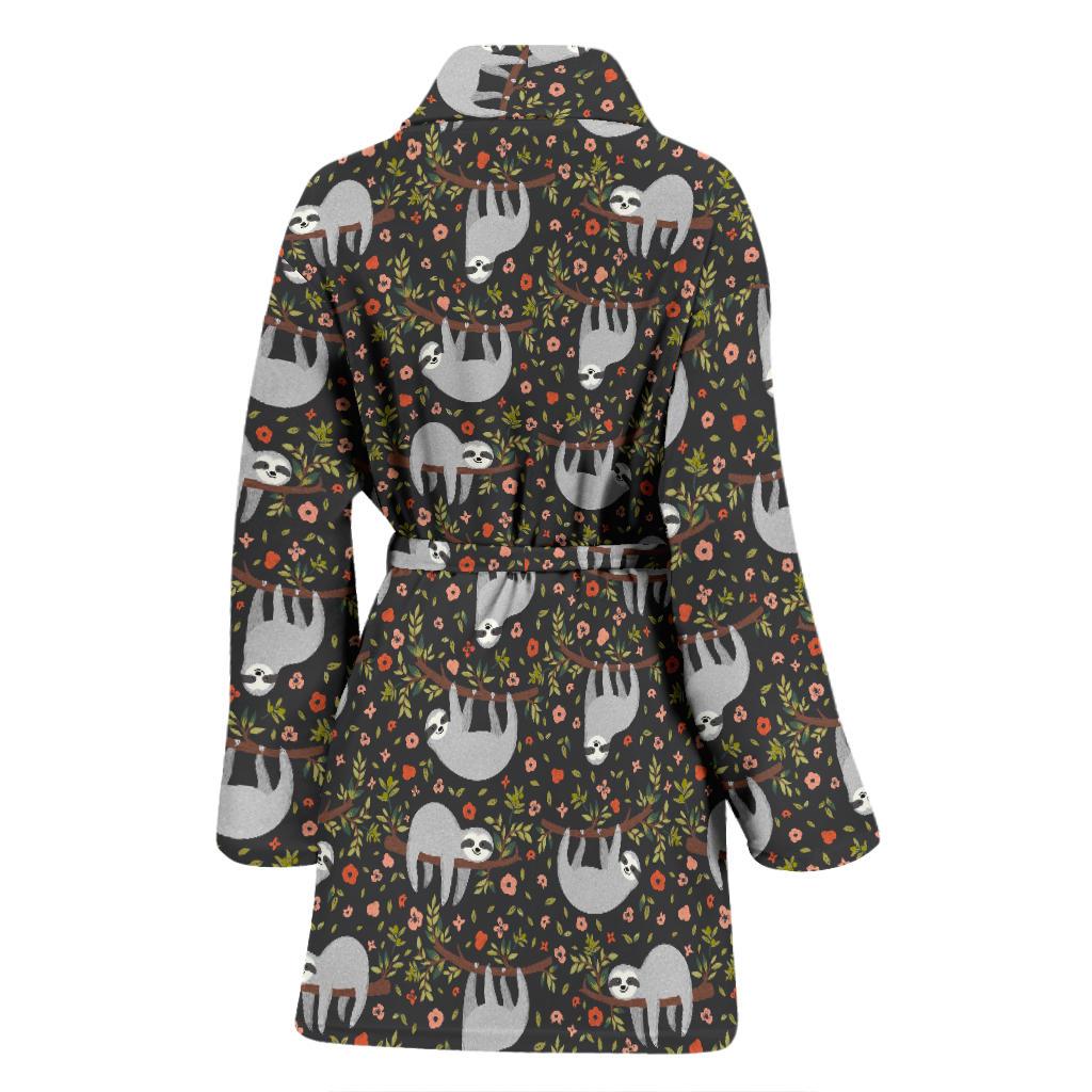 Sloth Cute Design Themed Print Women Bath Robe-JTAMIGO.COM