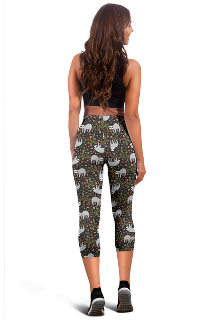 Sloth Cute Design Themed Print Women Capris