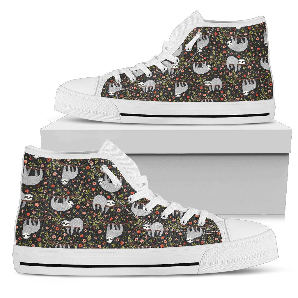 Sloth Cute Design Themed Print Women High Top Shoes