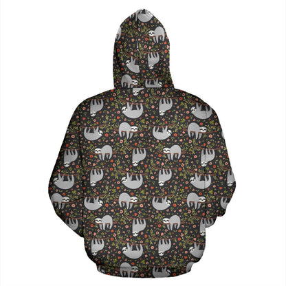Sloth Cute Design Themed Print Zip Up Hoodie