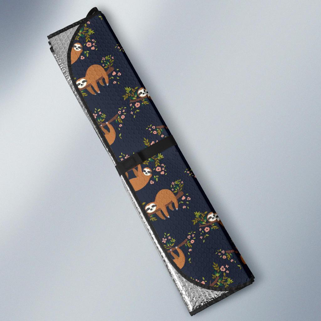 Sloth Flower Design Themed Print Car Sun Shade For Windshield