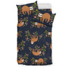 Sloth Flower Design Themed Print Duvet Cover Bedding Set