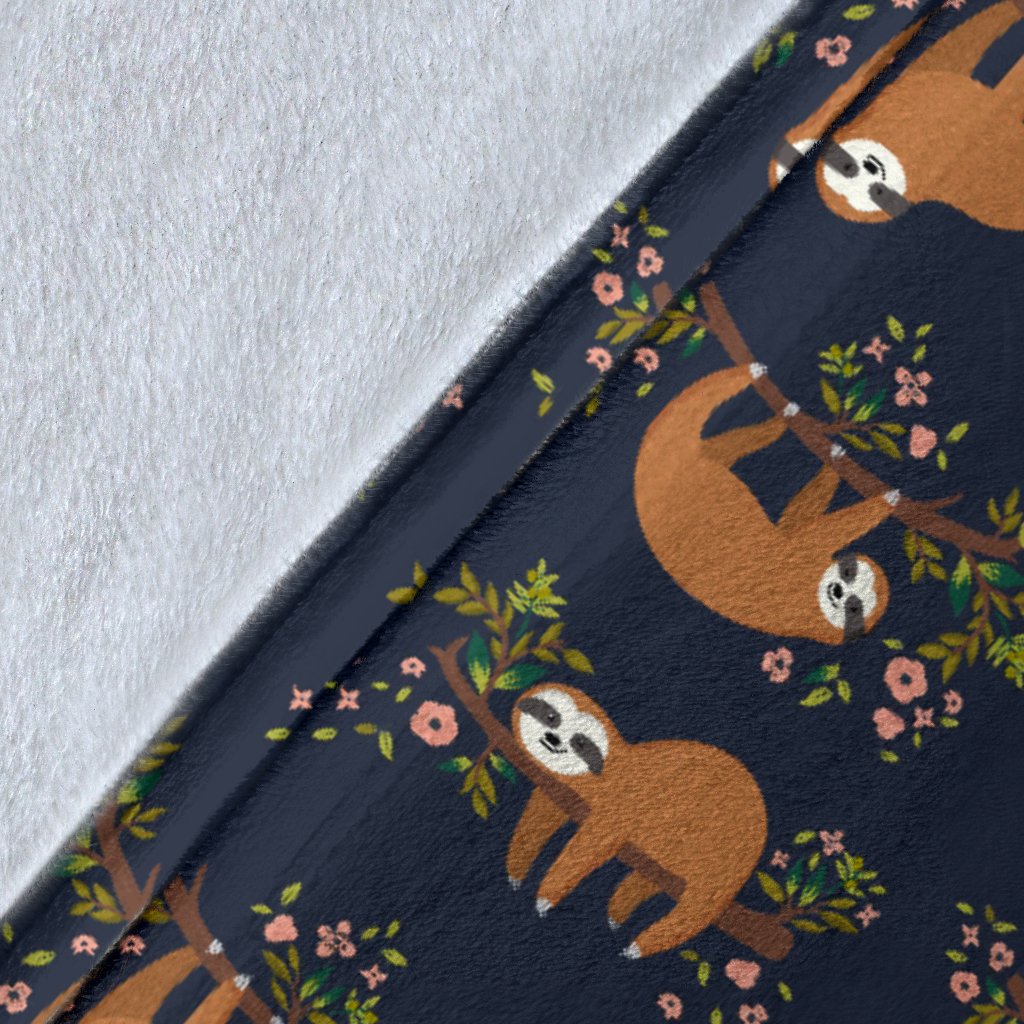 Sloth Flower Design Themed Print Fleece Blanket