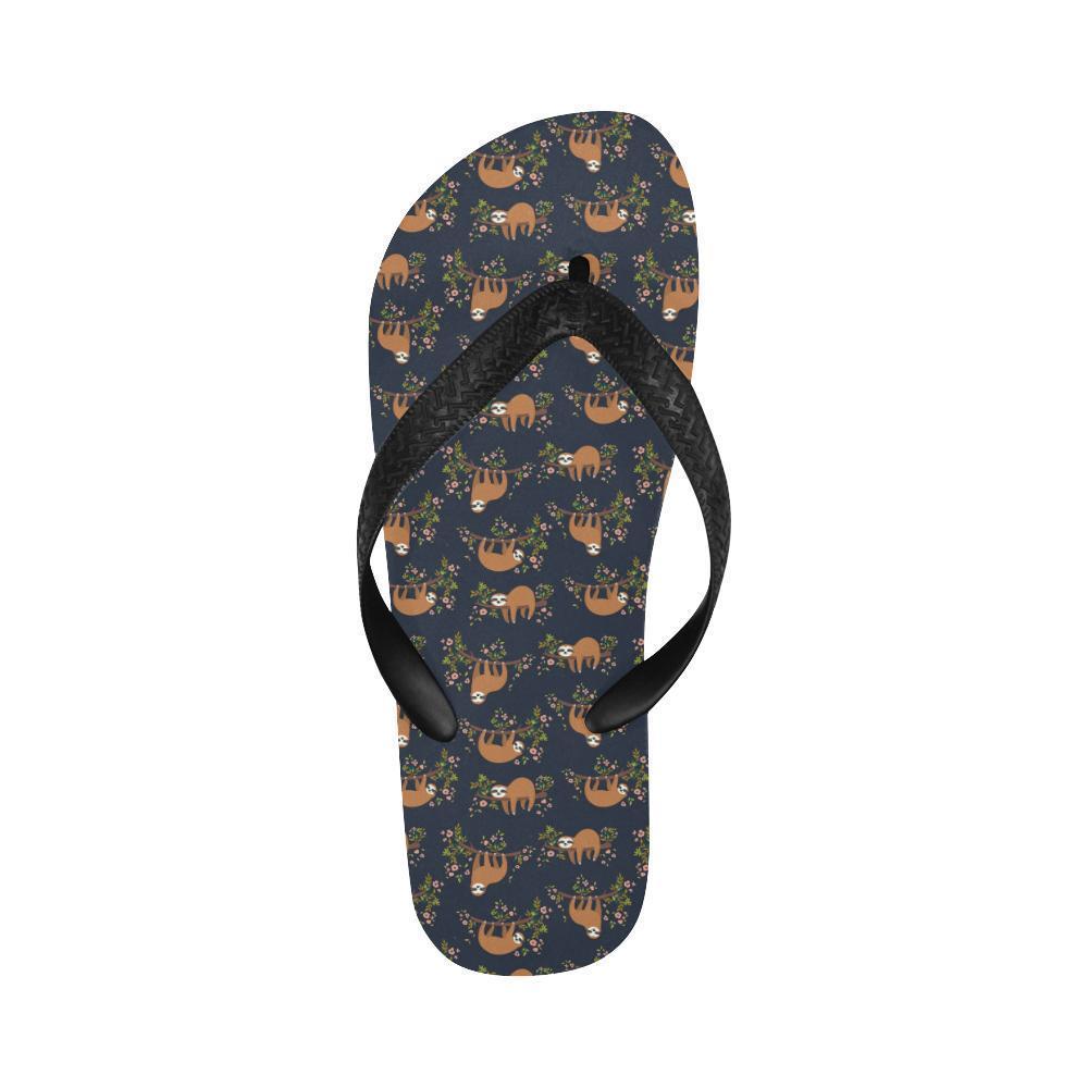 Sloth flower Design Themed Print Flip Flops-JTAMIGO.COM