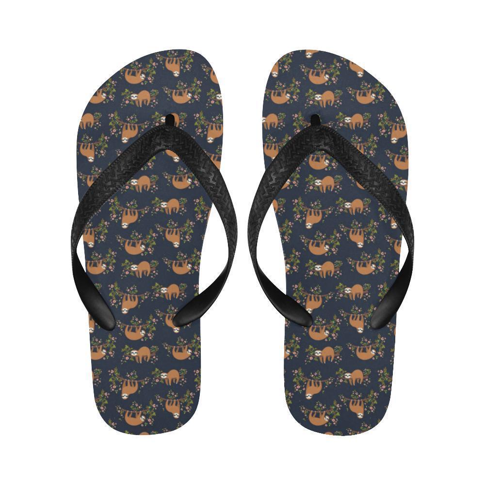 Sloth flower Design Themed Print Flip Flops-JTAMIGO.COM