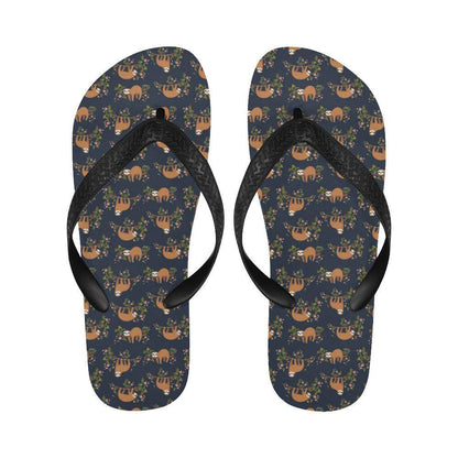 Sloth flower Design Themed Print Flip Flops-JTAMIGO.COM