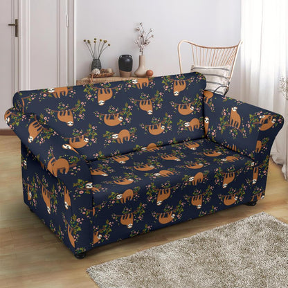 Sloth flower Design Themed Print Loveseat Slipcover-JTAMIGO.COM