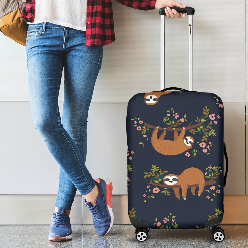 Sloth flower Design Themed Print Luggage Cover Protector