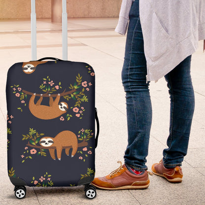 Sloth flower Design Themed Print Luggage Cover Protector