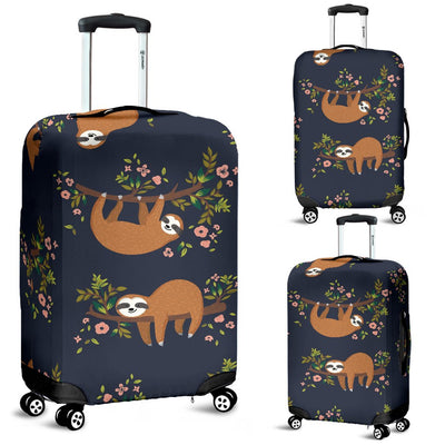 Sloth flower Design Themed Print Luggage Cover Protector