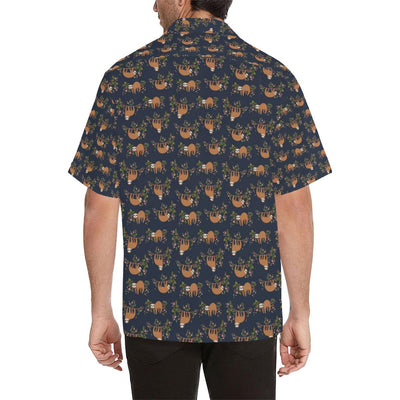 Sloth flower Design Themed Print Men Aloha Hawaiian Shirt