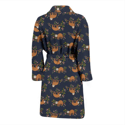 Sloth flower Design Themed Print Men Bath Robe-JTAMIGO.COM