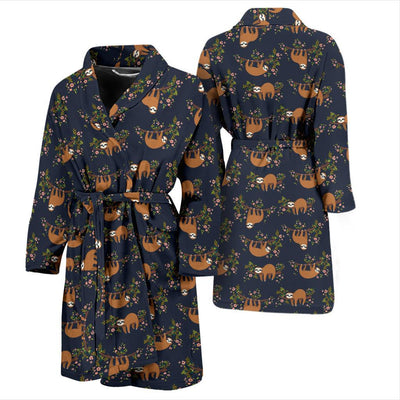 Sloth flower Design Themed Print Men Bath Robe-JTAMIGO.COM