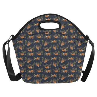 Sloth flower Design Themed Print Neoprene Lunch Bag (Model 1669)(Large)-JTAMIGO.COM