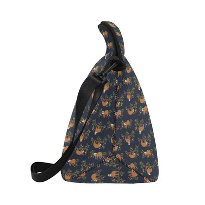 Sloth flower Design Themed Print Neoprene Lunch Bag (Model 1669)(Large)-JTAMIGO.COM