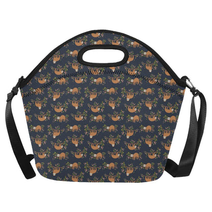 Sloth flower Design Themed Print Neoprene Lunch Bag (Model 1669)(Large)-JTAMIGO.COM
