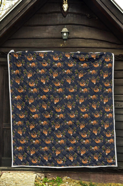 Sloth flower Design Themed Print Premium Quilt-JTAMIGO.COM
