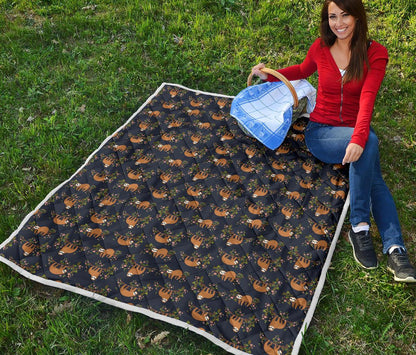 Sloth flower Design Themed Print Premium Quilt-JTAMIGO.COM