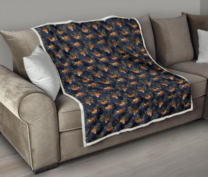 Sloth flower Design Themed Print Premium Quilt-JTAMIGO.COM