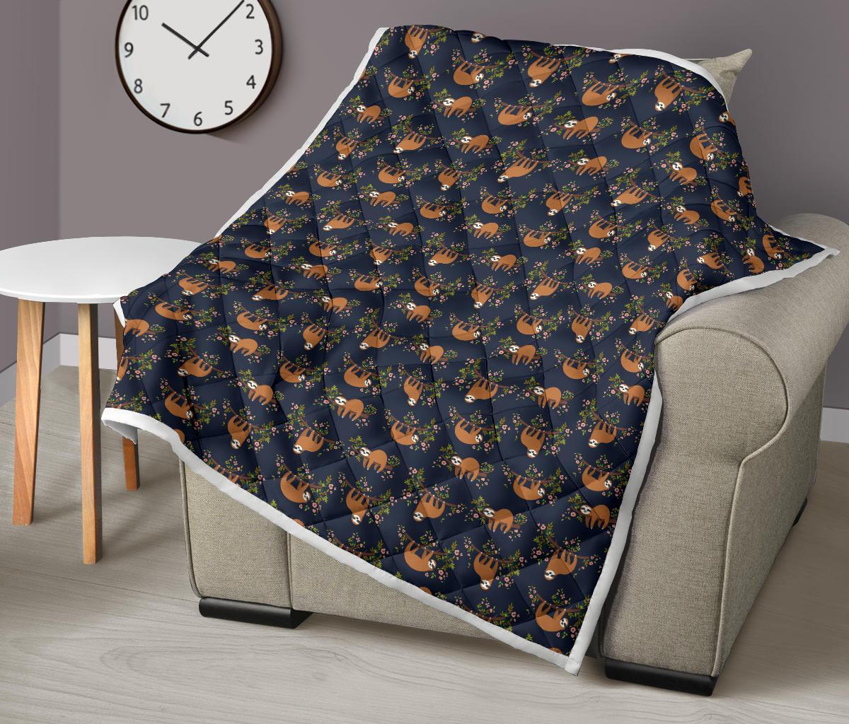 Sloth flower Design Themed Print Premium Quilt-JTAMIGO.COM