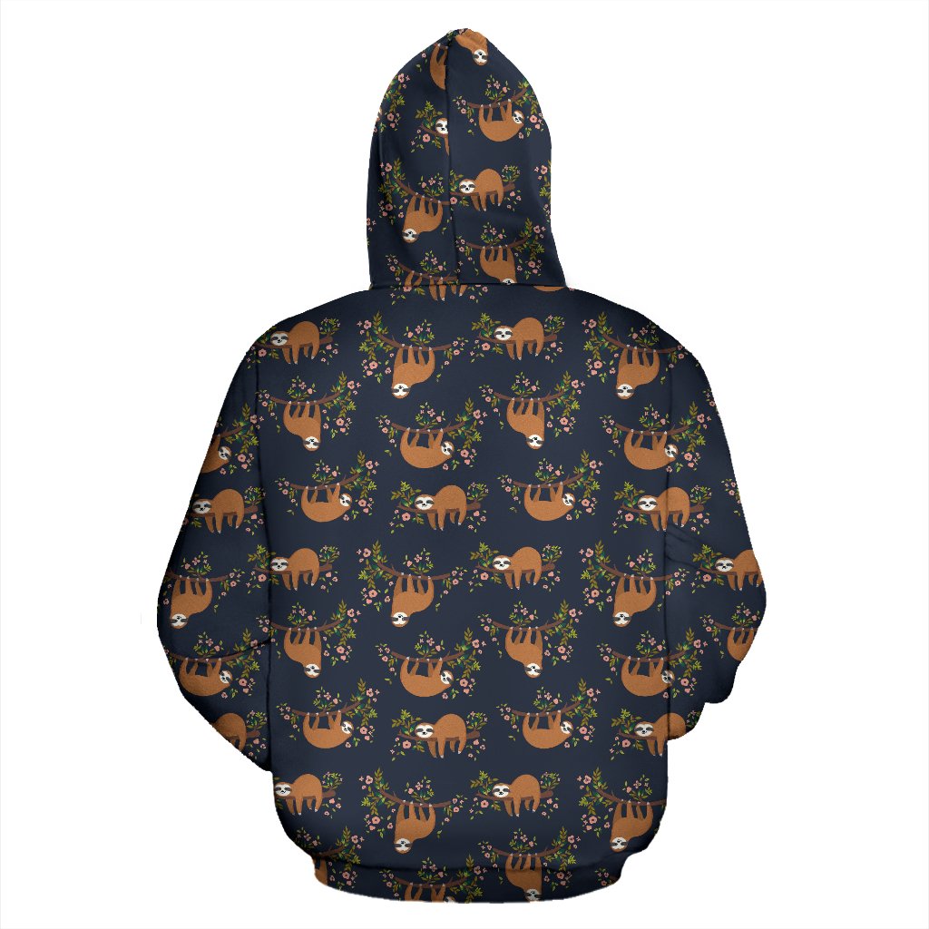 Sloth flower Design Themed Print Pullover Hoodie